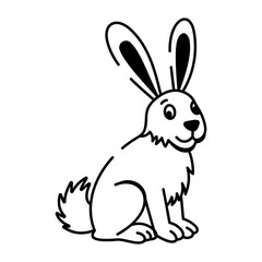 A doodle style icon of an african hare 