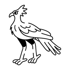 A hand drawn icon of a secretary bird 

