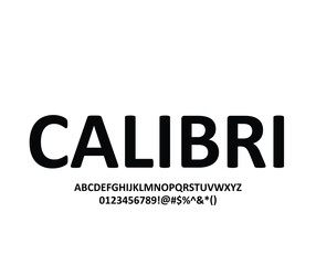 Calibri font for logo and headline. Isolated Vector typeset