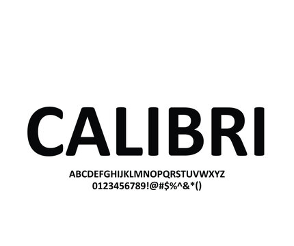 Calibri font for logo and headline. Isolated Vector typeset