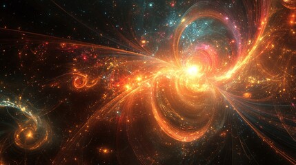 Obraz premium abstract fractal background of space with swirl of light burst