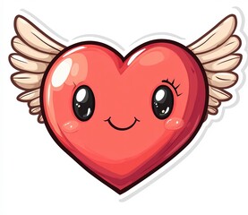 Cute smiling heart character with wings, perfect for decorations and designs