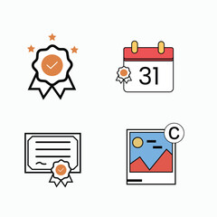 Intellectual property sign. Vector illustration isolated on a white background—set of bold and thin registered trademark icon.