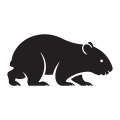 Wombat Silhouette - Black Solid Icon of a Walking Wombat in Side View