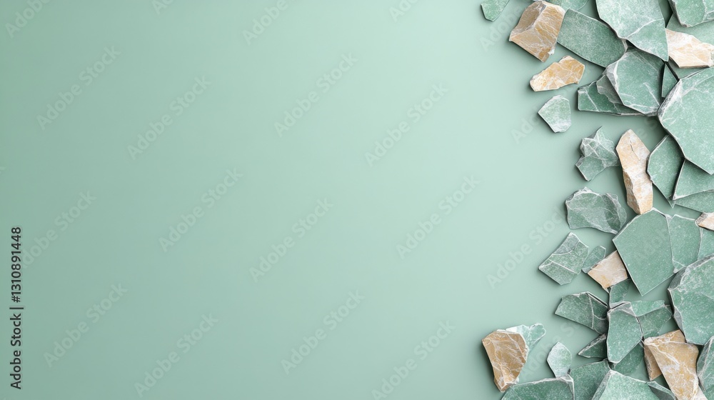 Poster minimalist stone pattern on a pastel background with copy space for creative design projects.