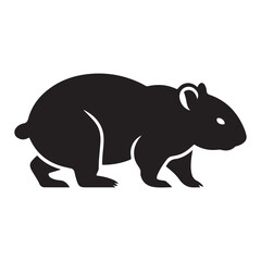Wombat Silhouette - Black Solid Icon of a Walking Wombat in Side View