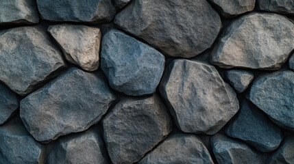 Fototapeta premium Smooth stone texture with various sizes and shapes, creating natural and rustic appearance. Ideal for backgrounds or architectural designs