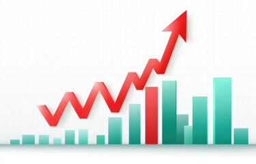 Stock market graph with red and green candlestick patterns showing upward trend, symbolizing growth and investment opportunities