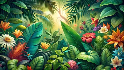 green leaves and flowers