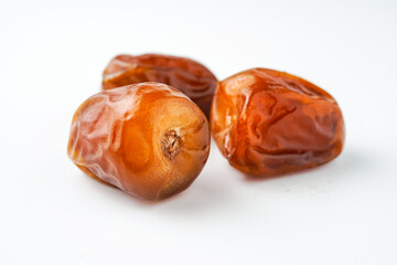 Dates fruit sukari or kurma sukari, isolated on white background