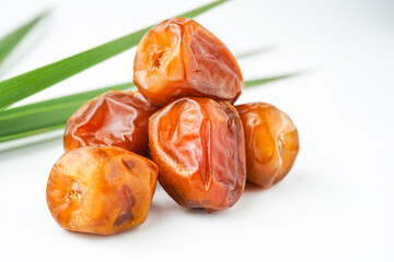 Dates fruit sukari or kurma sukari, isolated on white background