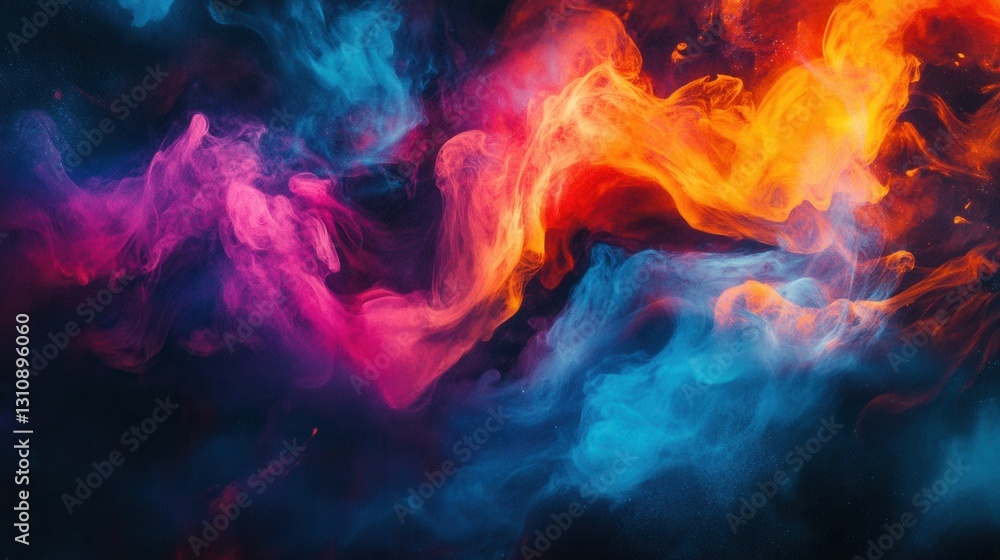 Poster Dynamic abstract background bursting with bright neon colors and light explosions creates a sense of surprise and excitement Generative AI