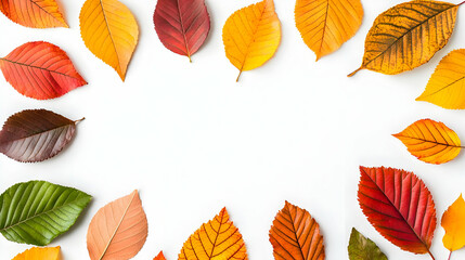 Obraz premium Vibrant Autumn Leaves in a Circular Arrangement on White Background