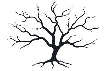Obraz premium A stylized silhouette of a bare tree with intricate branches.