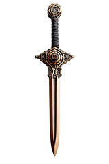 An ornate dagger with intricate designs and a polished blade.