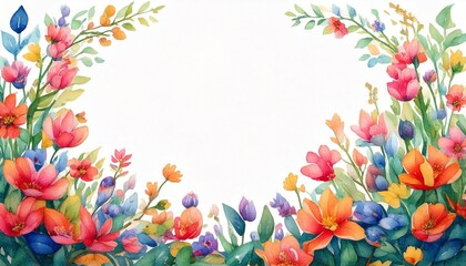 小花の背景フレームイラスト