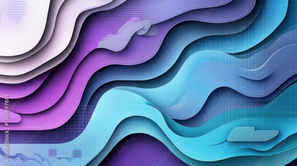 Poster Futuristic layered paper art background symbolizing cyber politics and digital rights with cool tones and high tech feel Generative AI