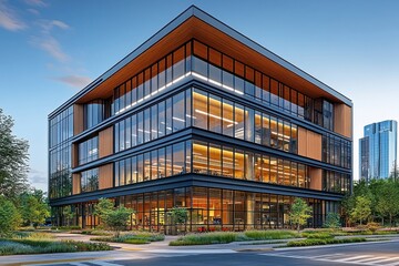 Obraz premium Modern Office Building at Dusk