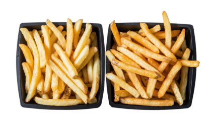 French fries with different levels of doneness, served in style