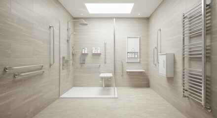 Accessible Bathroom with Shower and Safety Features for Universal Design