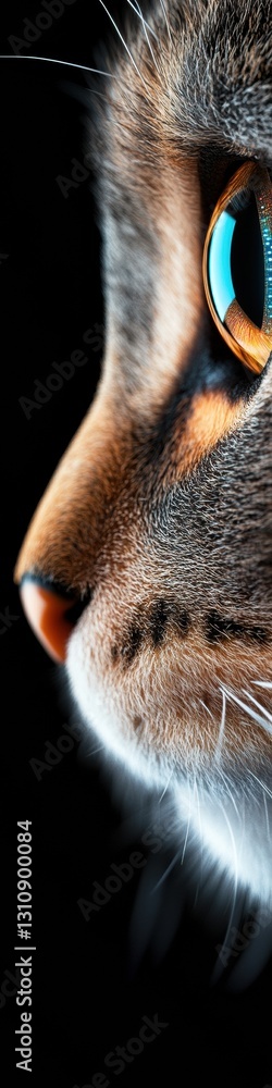Poster Hyper-Real Pet Tech Frontier AI-Enhanced Feline Interaction Exploring Robotic Companion Innovations in Next-Gen Animal Wellness Experiences