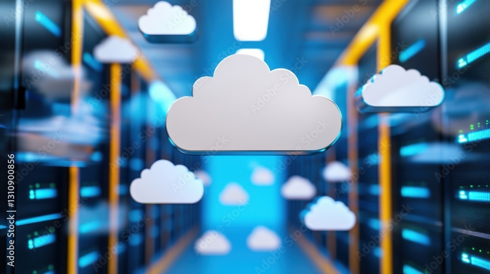 Fototapete Quantum Cloud Security Immersive Cybersecurity Visualization with Futuristic Server Infrastructure - Next-Gen Digital Protection Innovations for Enterprise Technology