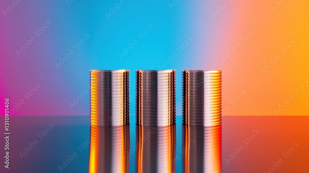 Aufkleber Futuristic Blockchain Security Metallic Crypto Tokens in Vibrant Gradient Visualization - Next-Gen Digital Asset Protection and Innovative Web3 Design Aesthetic