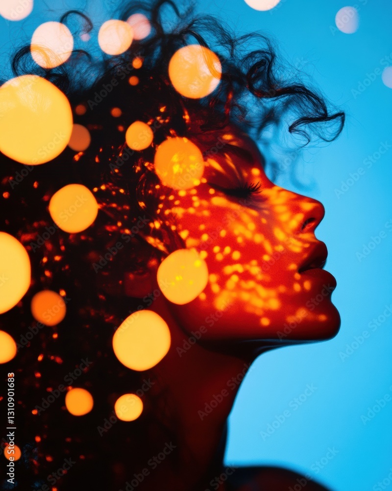 Aufkleber Neuroaesthetic Digital Portrait Immersive Mind-Mapping Visual with Vibrant Chromatic Overlay - Creative Performance and Emotional Intelligence Content