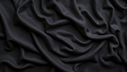 Obraz premium close up view of black fabric with soft, flowing folds and textures, creating sense of depth and elegance. smooth surface adds luxurious feel to image