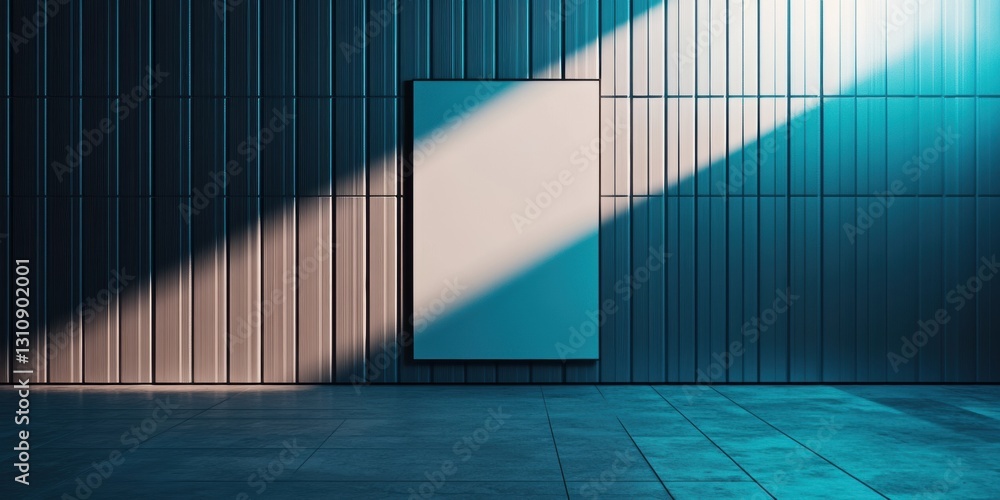 Aufkleber minimalist tech infrastructure sleek chrome datacenter mockup with futuristic blue led lighting - ne