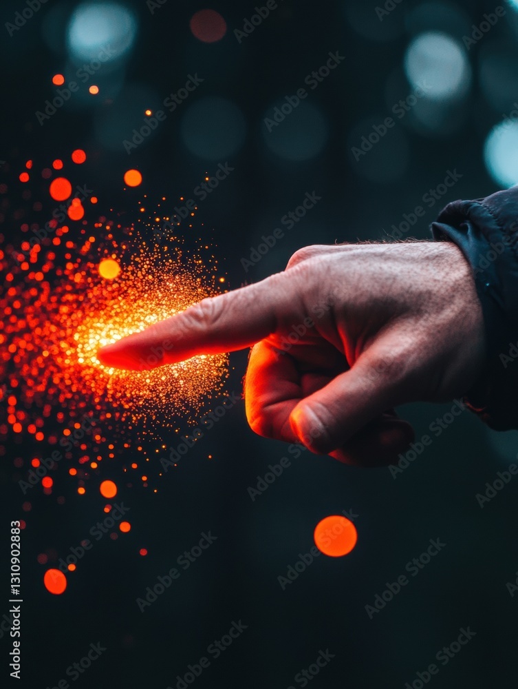 Leinwandbilder Digital Transformation Catalyst Innovative Touch Technology Visualizing Data Disruption Through Kinetic Particle Explosion - Next-Gen Business Intelligence Visualization