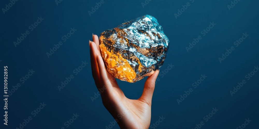Aufkleber quantum mineral innovation metallic digital texture breakthrough in futuristic materials science - n