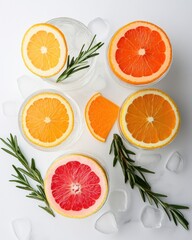 Vibrant Citrus Mixology Modern Artisan Cocktail Ingredients Flatlay - Fresh Botanical Garnish Styling for Premium Beverage Branding and Creative Culinary Content