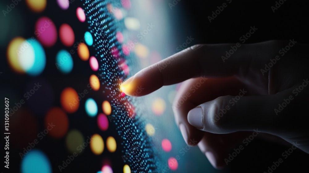 Poster Immersive Digital Interface Futuristic Interactive Data Visualization with Haptic Touch Technology - Next-Gen AI Analytics and Innovation Exploration