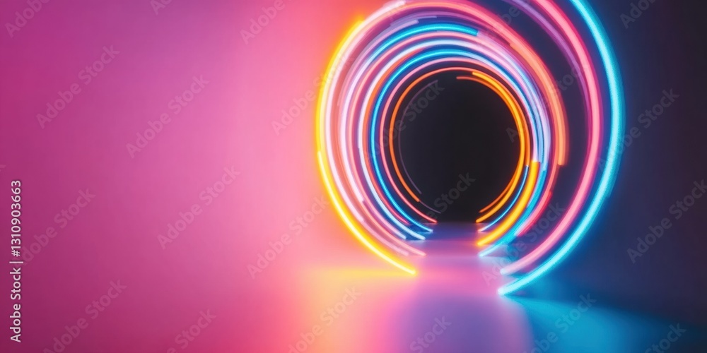 Poster quantum velocity immersive neon tunnel visualization for digital transformation, next-gen tech brand