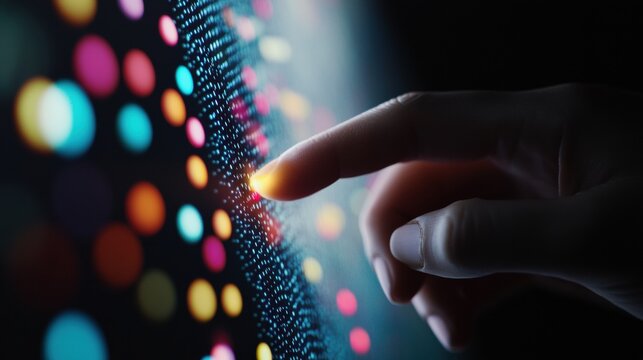 Immersive Digital Interface Futuristic Interactive Data Visualization with Haptic Touch Technology - Next-Gen AI Analytics and Innovation Exploration