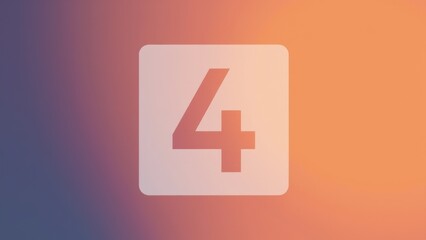 Fototapeta premium Square number 4 icon with a gradient background transitioning from blue to orange.