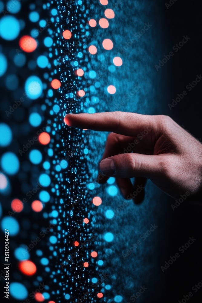 Aufkleber Interactive Data Visualization Immersive Digital Interface with Dynamic Touch-Responsive Holographic Networks for Next-Gen Business Intelligence and AI-Driven Analytics