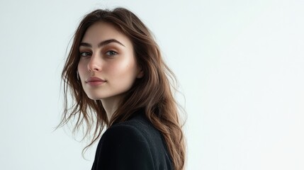 Elegant Portrait of a Young Woman with Natural Beauty and Soft Features