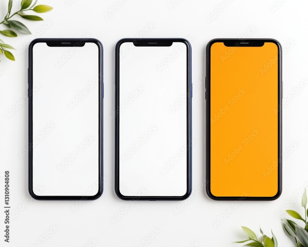 Poster Minimalist Mobile Interface Mockup Sleek Smartphone Frame Comparison for UX Design, Digital Product Showcasing, and Next-Gen Tech Visualization
