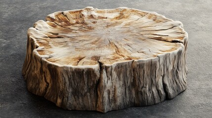 A textured wooden stump, showcasing natural patterns and rustic charm.