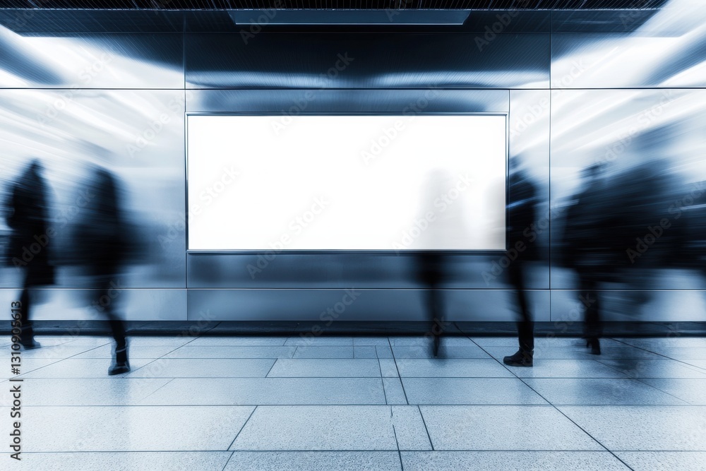 Poster Hypermodern Digital Mockup AI-Enhanced Corporate Communication Space with Dynamic Motion Blur, Urban Tech Interaction and Next-Gen Display Technology