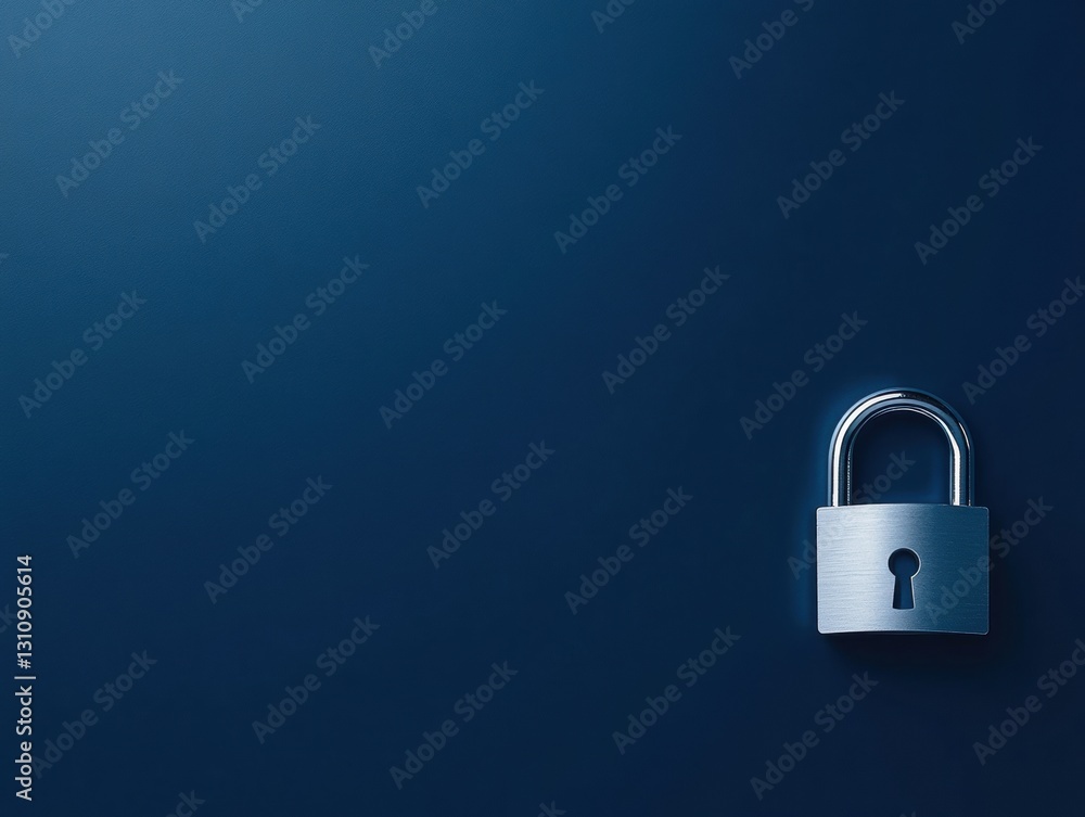 Aufkleber cyber minimalist security mockup sleek navy blue metallic padlock visualization for digital privacy 