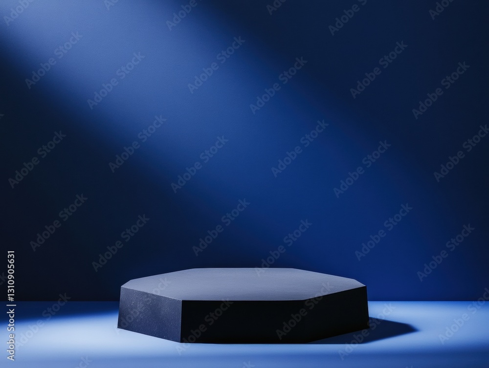Leinwandbilder Sleek Navy Hexagonal Product Showcase Minimalist Tech-Inspired Display Platform for Cutting-Edge Branding and Digital Marketing Innovations