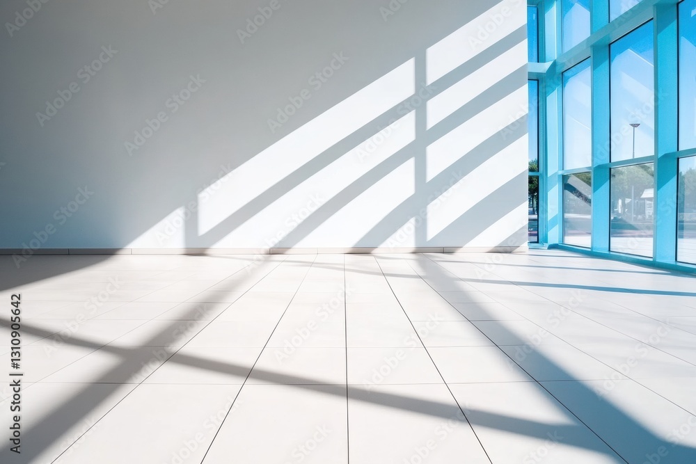 Aufkleber minimalist future of work luminous tech-inspired workspace with azure windows revealing innovative d