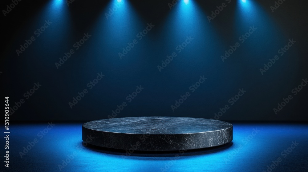Aufkleber futuristic tech podium sleek metallic minimalist display for cutting-edge product launch and digital