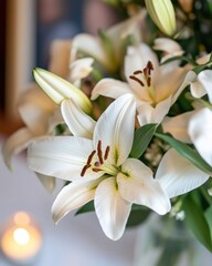 Obraz premium Serene Sympathy and Inclusive Remembrance Soft-Focus White Lily Memorial - Compassionate Grief Support Visual Storytelling