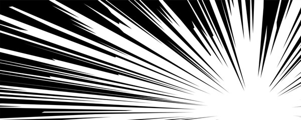 Obraz premium Abstract black and white illustration featuring dynamic speed lines converging from all directions creating a sense of motion. Ideal for emphasizing action and energy.