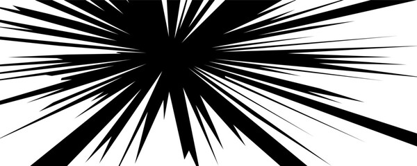 Obraz premium Striking black and white burst pattern with sharp lines converging at a center point. This abstract artwork creates a sense of dynamic motion and energy.