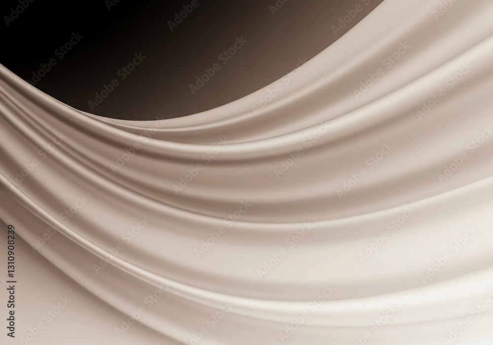 Poster abstract design with a flowing brown wave and soft beige gradients, creating a modern, minimalist ba